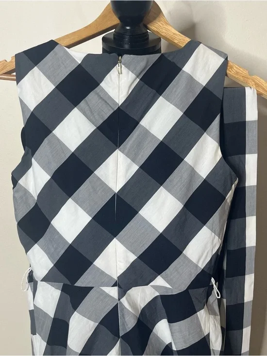 DKNY Women’s Black/White Gingham Sleeveless Belted A~Line Maxi Dress Sz 2 - Picture 11 of 12